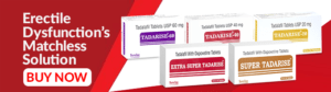 Tadarise tablets range for erectile dysfunction treatment with Tadalafil in 20mg, 40mg, and 60mg strengths