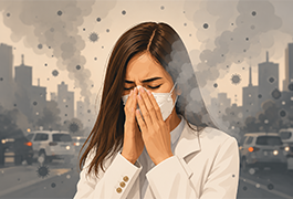 Poor air quality causing sneezing, allergies, and breathing discomfort in cities