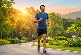 Man running outdoors to support better blood flow and overall health