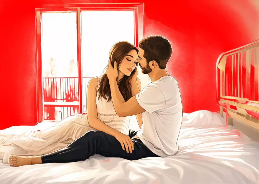 Serotonin and male performance illustrated through an affectionate couple